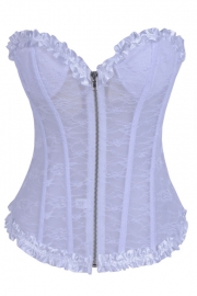 Pleasantly Appealing Immaculate White Lace Overlaid White Thick Tight Fit Spotless Ruffled Edges Shoelace Inspired Back