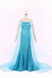 Elsa (Frozen) Mysterious Ocean Blue Costume Dress with Full Sleeves