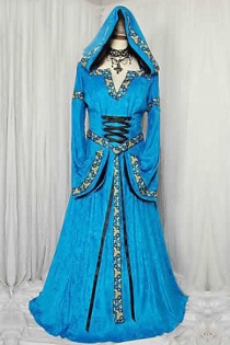 Vibrantly Bright Blue Long Gown Temptress With Gorgeous and Distinct Edges Print