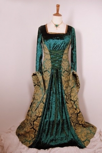 Lustrous Dark Green Long Gown Long Sleeve With Nice Floral Golden Prints Sequence