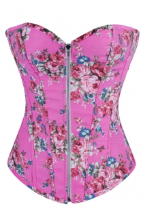 Glamorous Tight Fit Zipped Front Reticulate Back Body Garment With Gentle Pleats and Floral Prints