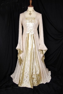 Elegant Light Cream Longsleeve Long Gown Blazer Stylish Look With Glossy Light Gold Ruffled Cup Underlayer