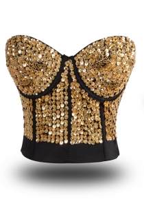 Bronze Studded Corset With Adjustable Back Hook and Eye Closure