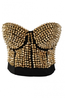 Corset With Bronze Spiked Design in Front. Uses Back Hook and Eye Closure