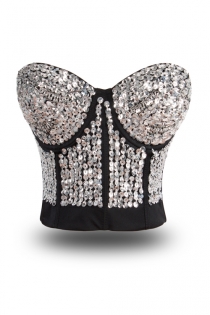 Silver Studded Corset With Underwire & Adjustable Back Hook and Eye Closure