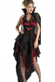 Claasy Vampire Costume withLayered Skirt and Cape
