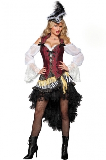 Stunning Victorian Style Maid Costume with High Low Ruffled Skirt and  Corset
