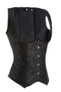 Stunning Brocade Underbust Corset with Straps, Front Busk & Back Lace Up Details 
