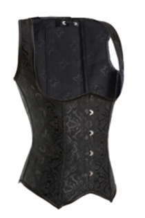 Stunning Brocade Underbust Corset with Straps, Front Busk & Back Lace Up Details