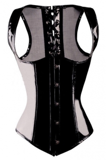 Classy  Gothic Leatherette Corset with Back Lace-up