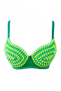 Colorful Bra with Spike Embellishments