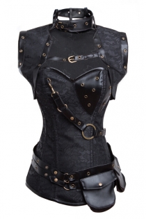 Ravishingly Eye-Catching and Edgy Leather Trimmed Buckled Corset Top