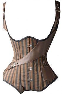 Wondrous Steampunk Underbust Corset with One Side Leatherette Pocket