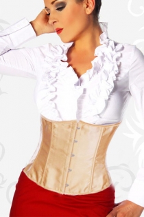 Apricot Satin Under Bust Corset With Matching G-string and Lace Up Back Finish