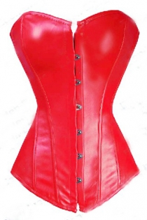 Red Boned Corset with Hook and Eye Closure Front