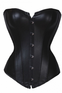 Leatherette Boned Corset with Front Hook and Eye Closure