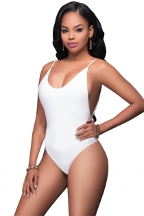 Sexy solid white one-piece swimsuit bikini