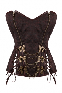 10 Steel Boned Plus Size Brocade Corset Top Gothic Steampunk Corsets