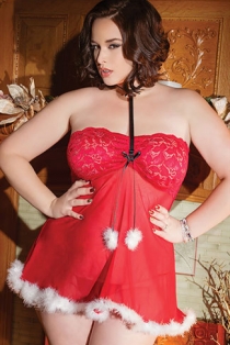 Sexy Christmas Girl Temptation Babydoll, G-string Lingerie set