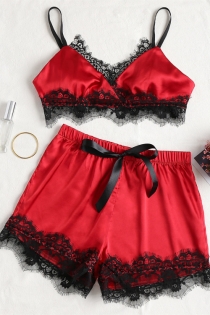 Sexy Red Silk Lace Bra With Panties Set
