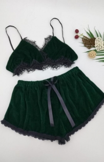 Green Bralette With Panties Set