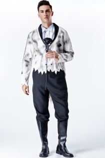 Halloween ghost groom fancy dress with jacket, shirt, brooch, pants