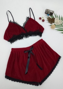 Burgundy Bralette With Panties Set