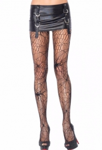 Black seamless jacquard fishnet stockings