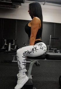 White slimming letter print yoga pants