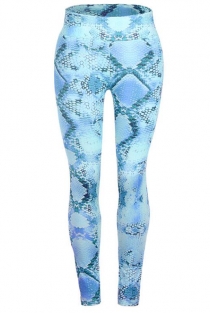 Blue slimming snake print yoga pants