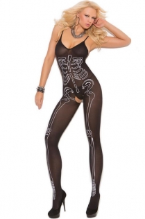 Halloween skull print body stockings