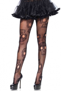 Hollow Skull Fishnet Stockings