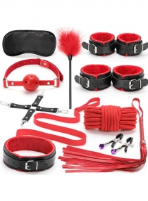 Black&Red 10PCS Neck Collar Hand Cuff Wrist Bondage Set Body BDSM Restraint Harness Slave Game