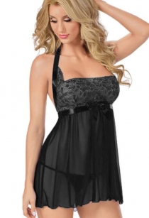 Black lace babydoll lingerie