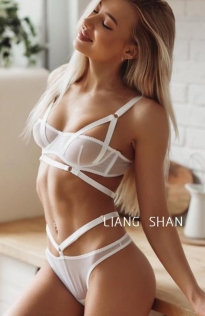 White lace sexy sexy split lingerie bra and panties