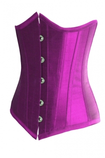 Essential Purple Satin Underbust Corset With Simmering Effect for Every Occasion, Front Busk