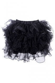 Alluring Black Mini Skirt Nicely Layered Lace Ruffles Overlaying Tight Fit Skimpy Skirt