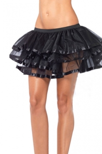 Exquisitely Black Layered Ruffles Light Gauzy Mini Skirt With Glossy Solid Dark Lining