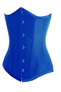 Essential Electric Blue Satin Underbust Corset With Simmering Effect for Every Occasion, Front Busk