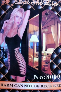 Solid Black Sleeveless Thigh-Length Bodystocking With Large Cut-out Detailing on Both Sides