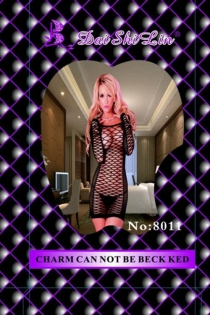 Sheer Black Long Sleeve Thigh-Length Bodystocking With Diamond-shaped Cut-out Accents All Around