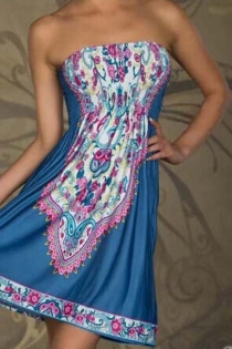 Enchanting Sleeveless Mini Dress with Bohemia Printed Design