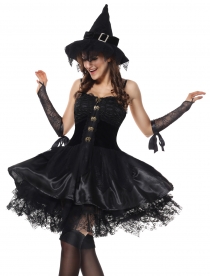 Black Magic Moment Evil Elf Carnival Fancy Corset Dress Sexy Halloween Costume