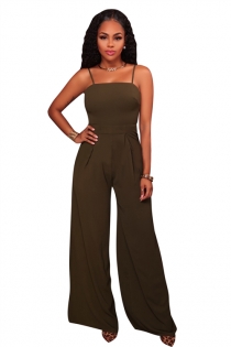 Green sling back lace bell-bottomed pants jumpsuit