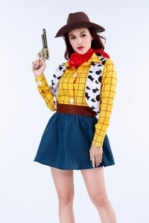 Disney Toy Story Woody Lady Fancy Dress With Cowboy hat, scarf, shirt, vest, skirt, belt