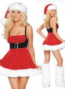 Red Christmas Dress With Christmas Hat