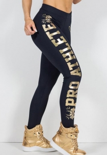 Slim-fit gold lettering offset yoga pants