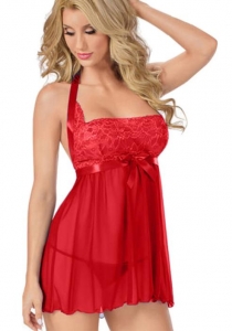 Red lace babydoll lingerie