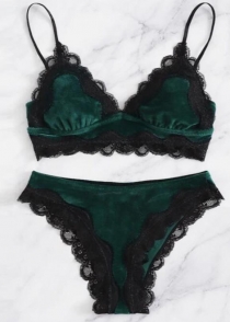 Green sexy three-point flannel lingerie