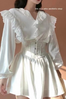 White Vintage Delicate Embroidered Waist Cincher